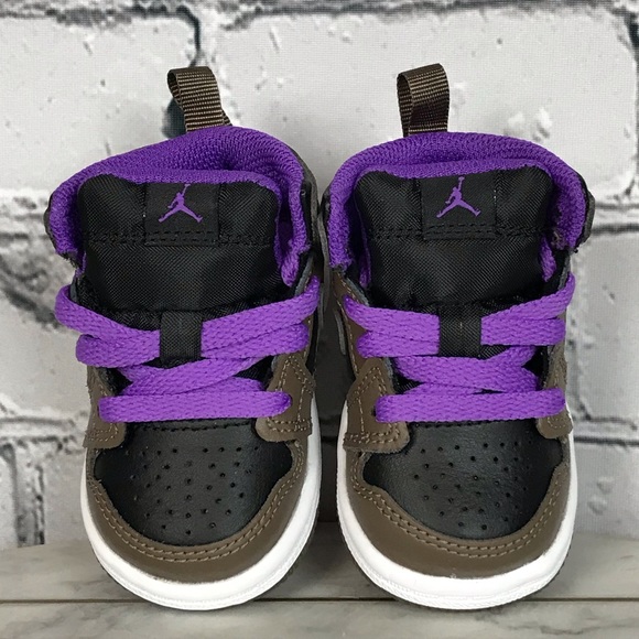 Nike Air Jordan 1 Mid “Purple Mocha” Toddler’s Sneakers Size 2C DQ8425-215 NEW - Picture 3 of 12